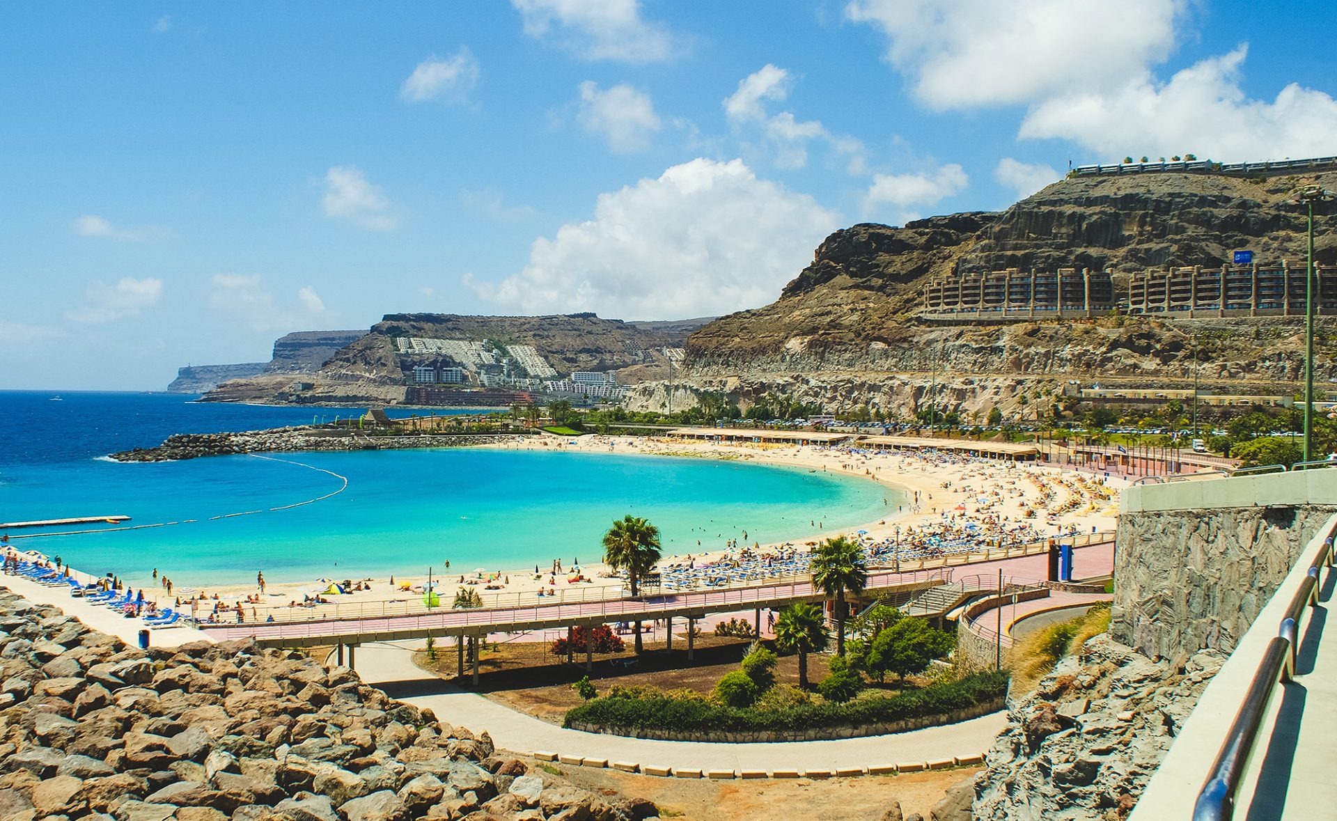 Widok na plażę Amadores,, Gran Canaria, Wyspy Kanaryjskie, Hiszpania